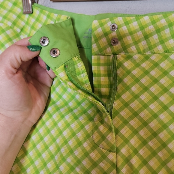 Nike Golf Dri-FIT skort. Green yellow white plaid. Size 6. - Picture 5 of 16